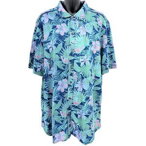 Tommy Bahama Mens Blue Pink Aloha Hawaiian Shirt XL Extra Large Camp Cotton EUC